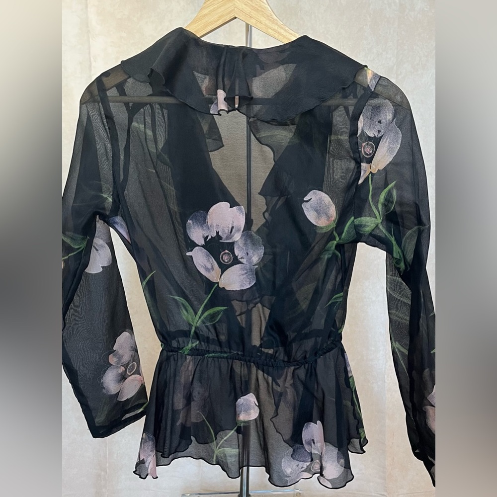 Sheer Ruffle Floral Top - Picture 2 of 3